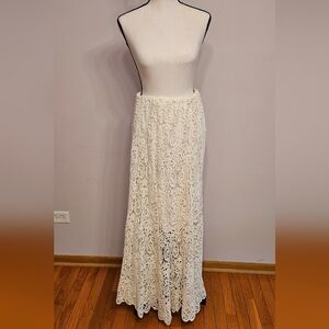 Ivory Crochet Lace Maxi Skirt